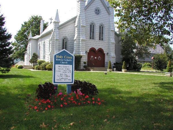 Rumson Holy Cross Church, Bruce wrote about this in "The Fuse." "Trees on fire with the first fall's frost - Long black line in front of Holy Cross" 